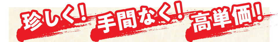 珍しく！手間なく！高単価！